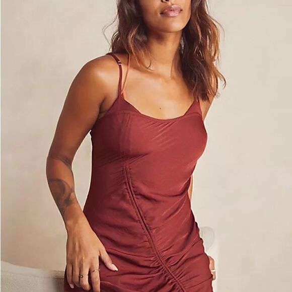 NWT Free People Day To Night Adjustable Slip Dress in Cinnaber. Size XXS. - Picture 2 of 9